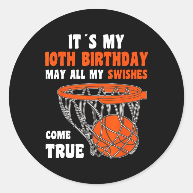 Sticker Rond 10 ans Joyeux 10e anniversaire Basketball 10e Bi (Devant)