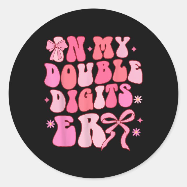 Sticker Rond 10 CHIFFRES DOUBLES 10e anniversaire fille Coquett (Devant)