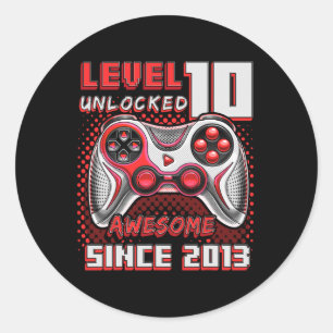 Sticker Rond 10 Déverrouillé Awesome 2013 jeu vidéo 10e anniver