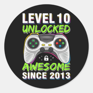 Sticker Rond 10 Déverrouillé Awesome depuis 2013 10e anniversai