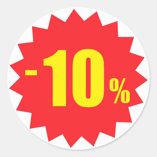 Sticker Rond 10 pour cent d'autocollants de remise vente, blanc (Devant)