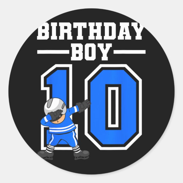 Sticker Rond 10e anniversaire Cadeau Dix anniversaire de hockey (Devant)