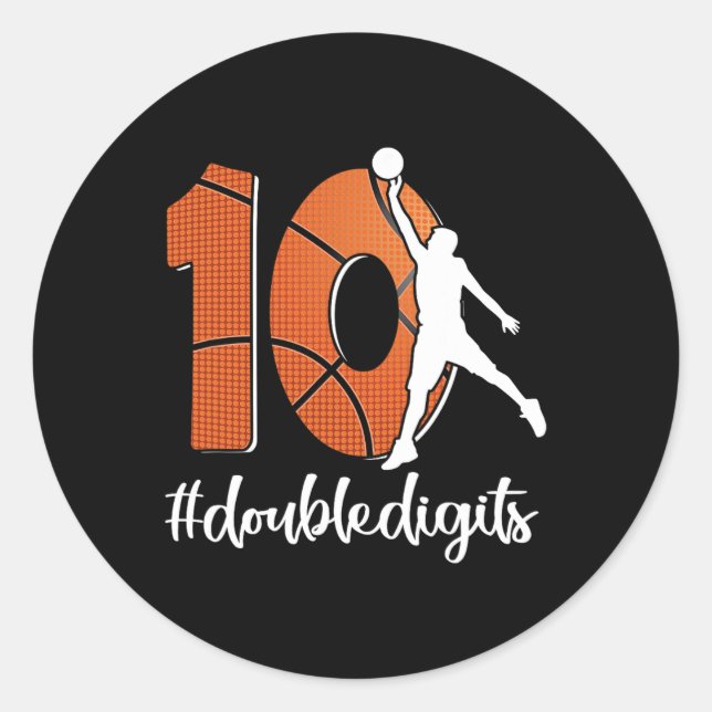 Sticker Rond 10e anniversaire Double chiffres Dix Basket Pour G (Devant)
