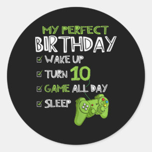 Sticker Rond 10e Anniversaire Jeu 10 Ans Parfait Gamer Gi