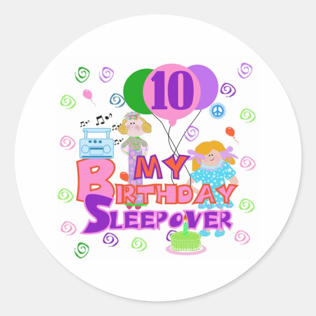 Sticker Rond 10e anniversaire Sleepover (Devant)