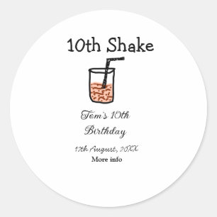 Sticker Rond 10e Shake 10e anniversaire heureux milkshake scrib