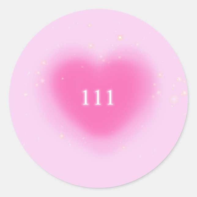 Sticker Rond 111 Joli Coeur rose Angel esthétique Numéro (Devant)