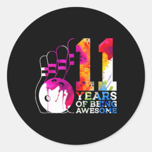Sticker Rond 11 ans d'être merveilleux Bowling 11e anniversaire