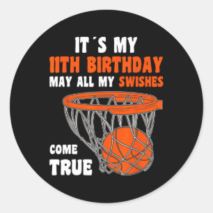 Sticker Rond 11 ans Joyeux 11e anniversaire Basketball 11e Bi