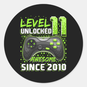 Sticker Rond 11 Déverrouillé Awesome 2010 jeu vidéo 11e anniver