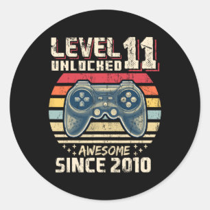 Sticker Rond 11 Déverrouillé Awesome 2010 jeu vidéo 11e anniver