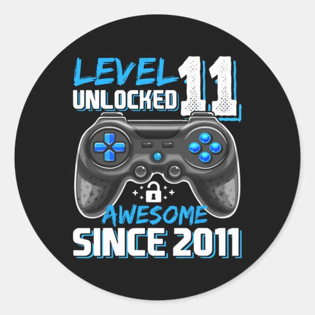 Sticker Rond 11 Déverrouillé Awesome 2011 jeu vidéo 11e anniver (Devant)