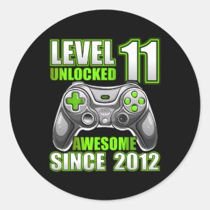 Sticker Rond 11 Déverrouillé Awesome 2012 jeu vidéo 11e anniver