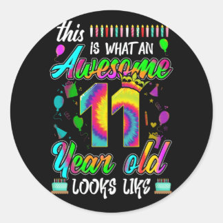 Sticker Rond 11e anniversaire Awesome 11 ans Il semble