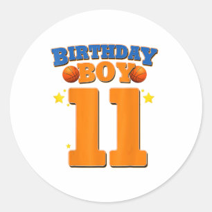 Sticker Rond 11e Anniversaire Basketball cadeau pour Boys Party