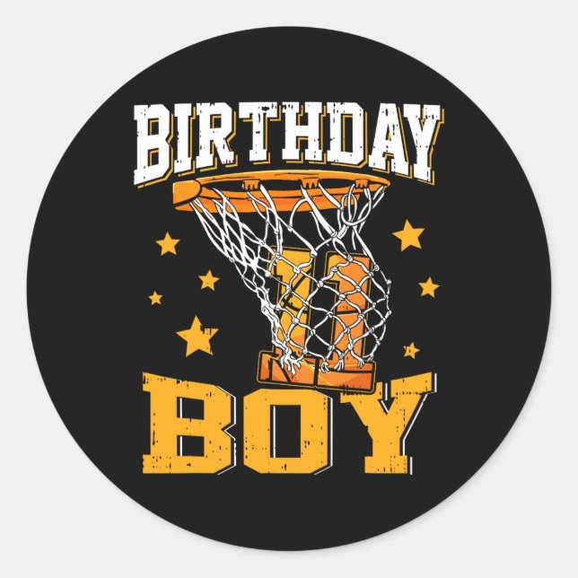 Sticker Rond 11e anniversaire Bysketbyll garçon 11 ans Bysketby (Devant)
