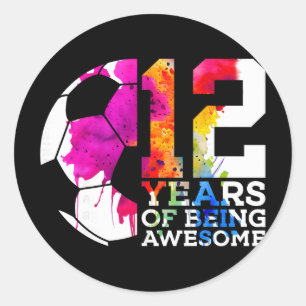 Sticker Rond 12 Ans De Football Génial 12ème Anniversaire