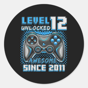 Sticker Rond 12 Déverrouillé Awesome 2011 jeu vidéo 12e anniver