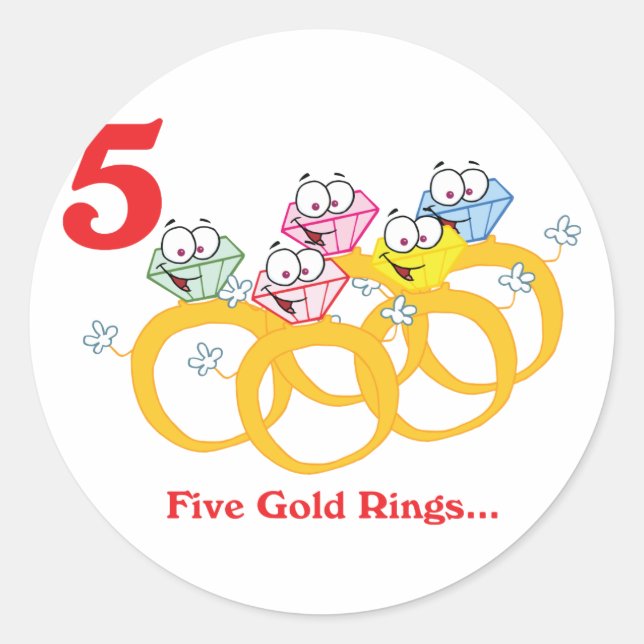 Sticker Rond 12 jours cinq anneaux d'or (Devant)