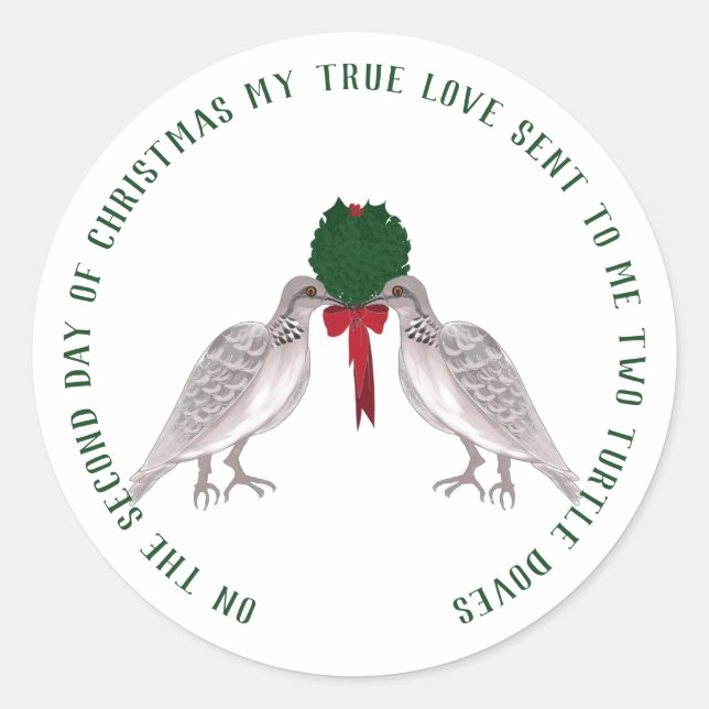 Sticker Rond 12 Jours de Noël Deux tourterelles (Devant)