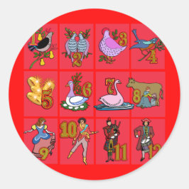 Sticker Rond 12 Jours de Noël T-shirts, Vêtements, Cadeaux