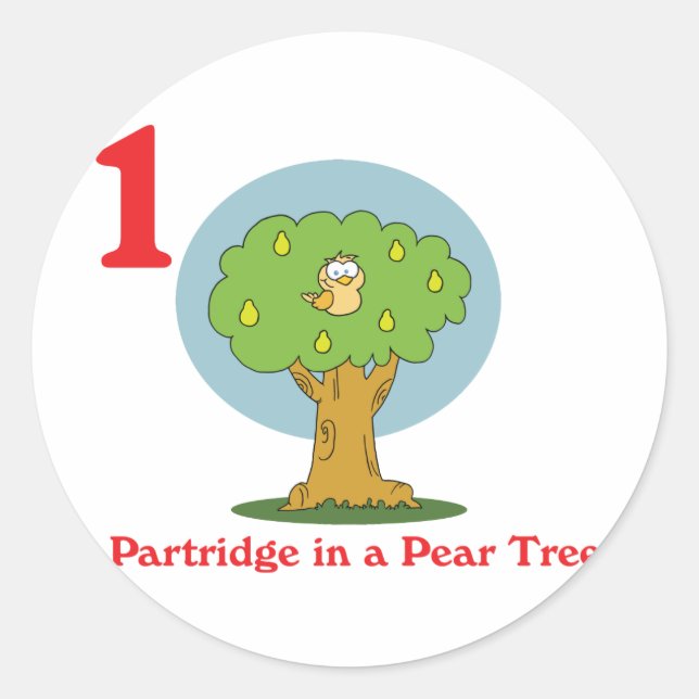 Sticker Rond 12 jours de perdrix dans un poirier (Devant)