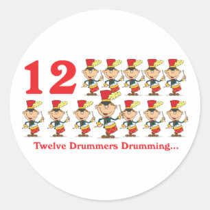Sticker Rond 12 jours douze batteurs tambourinant