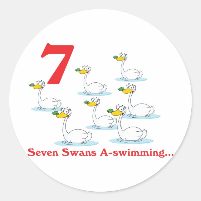 Sticker Rond 12 jours sept cygnes a-nager (Devant)