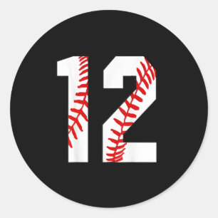 Sticker Rond 12e anniversaire Baseball grand nombre Douze