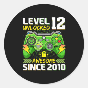 Sticker Rond 12e anniversaire cadeau niveau 12 déverrouillé inc