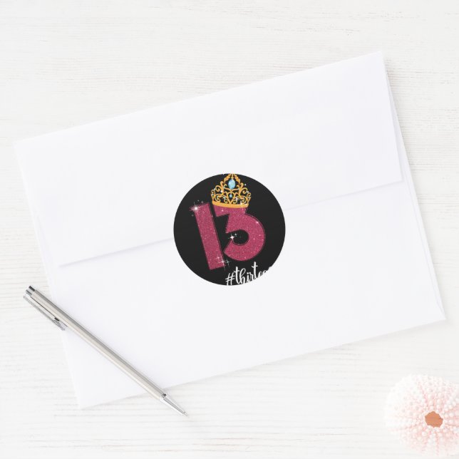 Sticker Rond 13 ans Adolescent officiel 13e anniversaire Cadeau (Enveloppe)