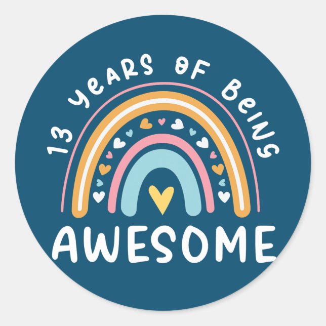 Sticker Rond 13 Ans Fille 13e Anniversaire Année D'Être (Devant)