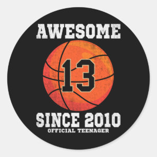 Sticker Rond 13e anniversaire Bysketbyll Fan 13 ans Officiel