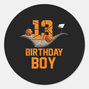 Sticker Rond 13e anniversaire Bysketbyll Jersey 13 ans Garçon