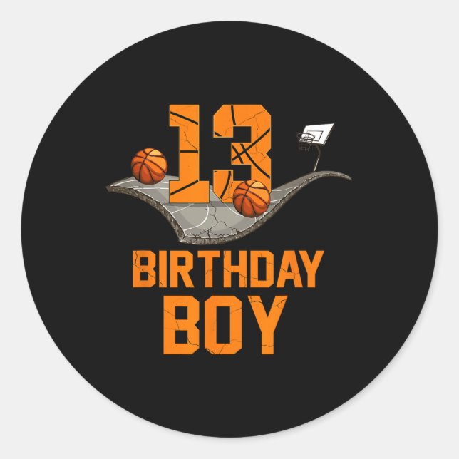 Sticker Rond 13e anniversaire Bysketbyll Jersey 13 ans Garçon (Devant)