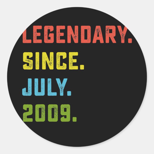 Sticker Rond 13e anniversaire Cadeau légendaire depuis juillet  (Devant)