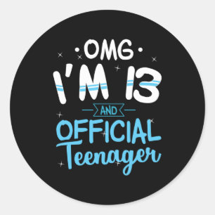 Sticker Rond 13e anniversaire Cadeau officiel pour adolescents
