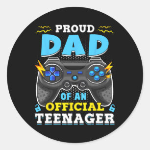 Sticker Rond 13e anniversaire Fier Papa Officiel Adolescent Vid