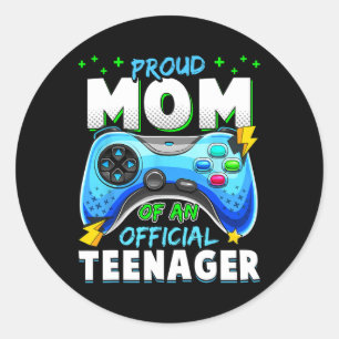 Sticker Rond 13e anniversaire Fière Maman Officielle Adolescent