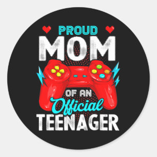 Sticker Rond 13e anniversaire Fière Maman Officielle Adolescent
