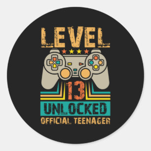 Sticker Rond 13e anniversaire Gift Boys Niveau 13 déverrouill