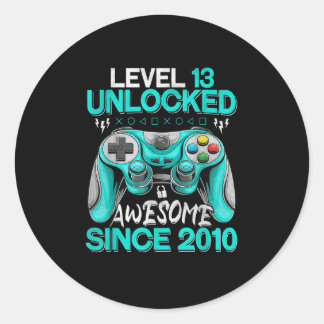 Sticker Rond 13e anniversaire Gift Boys Niveau 13 Déverrouillé