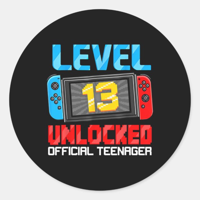 Sticker Rond 13e anniversaire Jeu niveau 13 déverrouillé Ado of (Devant)