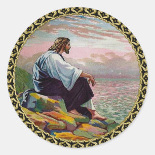 Sticker Rond 14h22 de Matthew - 23 Jésus prie seul par la mer