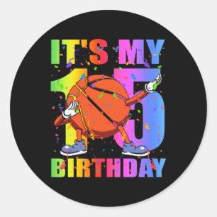Sticker Rond 15 ans 15e Basketball Anniversaire Thème B