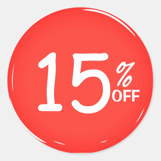 Sticker Rond 15% Quinze Pour Cent De Réduction Vente (Devant)