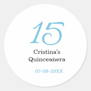 Sticker Rond 15e anniversaire de quinceanera bleu noir lettre n
