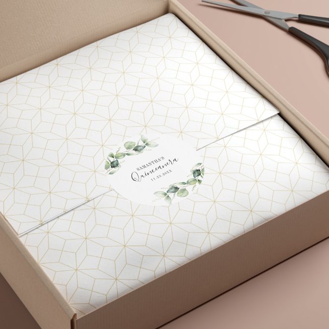 Sticker Rond 15e anniversaire Eucalyptus Verdure Quinceanera (Créateur téléchargé)