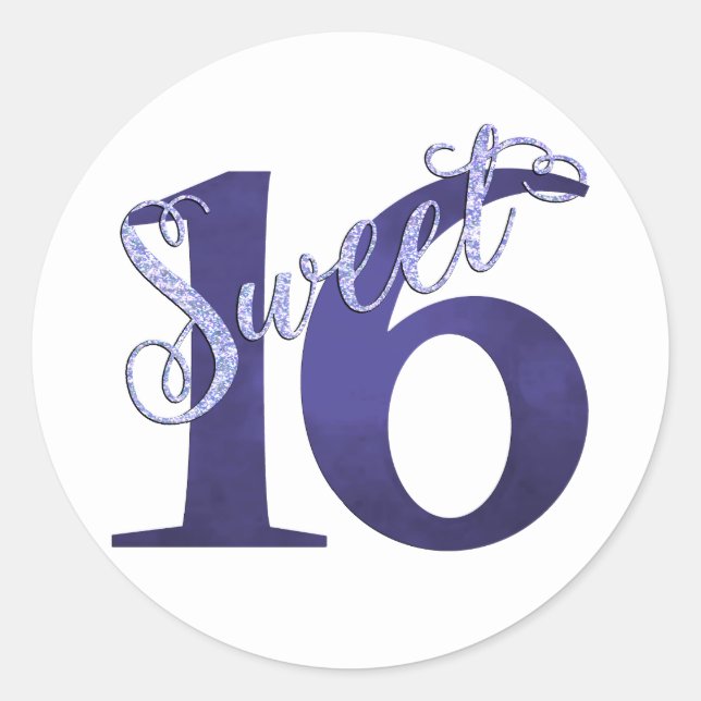 Sticker Rond 16 ans | Aquarelle violette Grunge et Parties scin (Devant)