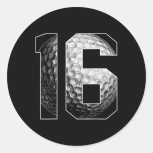 Sticker Rond 16e anniversaire Boy Golf Player Golf 16 ans